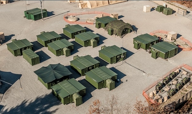 Overhead shot of Remote Military Camp Equipment